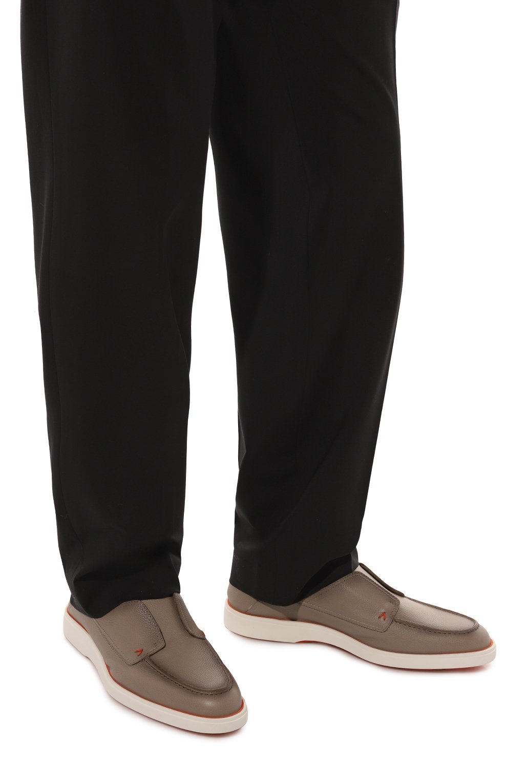 Мужские кожаные лоферы SANTONI серого цвета, арт. MGDG18407BARSSDSI31 | Фото 3 (Материал внутренний: Натуральная кожа; Материал сплава: Проставлено; Нос: Не проставлено; Стили: Кэжуэл)