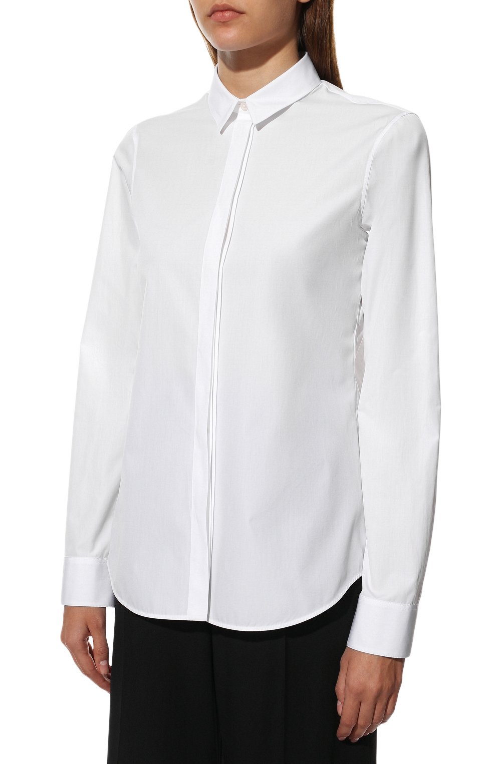 Женская хлопковая рубашка JIL SANDER белого цвета, арт. JSXU600005-WU245500 | Фото 3 (Рукава: Длинные; Принт: Без принта; Женское Кросс-КТ: Рубашка-одежда; Длина (для топов): Стандартные; Региональные ограничения белый список (Axapta Mercury): RU; Материал внешний: Хлопок; Стили: Классический, Минимализм)