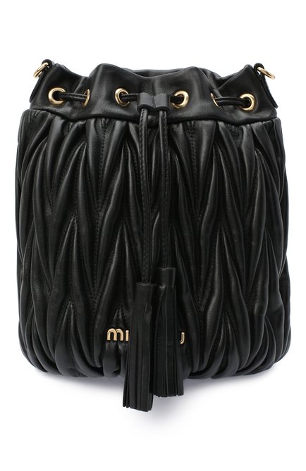 Женская сумка MIU MIU черного цвета, арт. 5BE014-N88-F0002-OOO | Фото 1 (Ремень/цепочка: На ремешке; Материал: Натуральная кожа; Размер: small; Сумки-технические: Сумки через плечо)