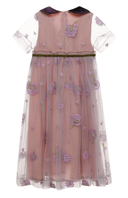 Детское платье сирень ZHANNA & ANNA розового цвета, арт. ZAOZ00000205 | Фото 2 (Рукава: Короткие; Материал подклада: Вискоза; Материал внешний: Синтетический материал)