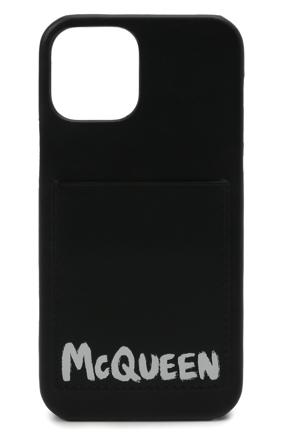 Кожаный чехол для iphone 12 pro ALEXANDER MCQUEEN черного цвета, арт. 683124/1NT0B | Фото 1 (Женское Кросс-КТ: Кожа iPhone; Материал: Натуральная кожа)