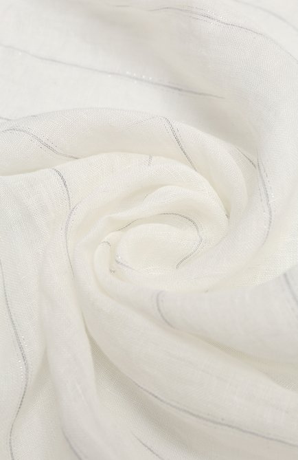 Женская льняной палантин BRUNELLO CUCINELLI белого цвета, арт. MSCDAGL28 | Фото 2 (Материал: Текстиль, Лен; Нос: Не проставлено; Материал сплава: Проставлено)