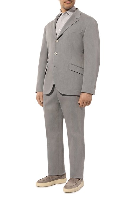 Мужской хлопковый костюм BRUNELLO CUCINELLI серого цвета по цене 399500 руб., арт. MQ470LDWH | Фото 1