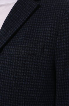 Мужской пиджак из шерсти и хлопка HARRIS WHARF LONDON темно-синего цвета, арт. C8P22MRA | Фото 5 (Материал  внешний: Шерсть, Хлопок; Рукава: Длинные; Случай: Повседневный; Длина (для топов): Стандартные; Материал сплава: Проставлено; 1-2-бортные: Однобортные; Драгоценные камни: Проставлено; Пиджаки М: Приталенный; Стили: Кэжуэл)