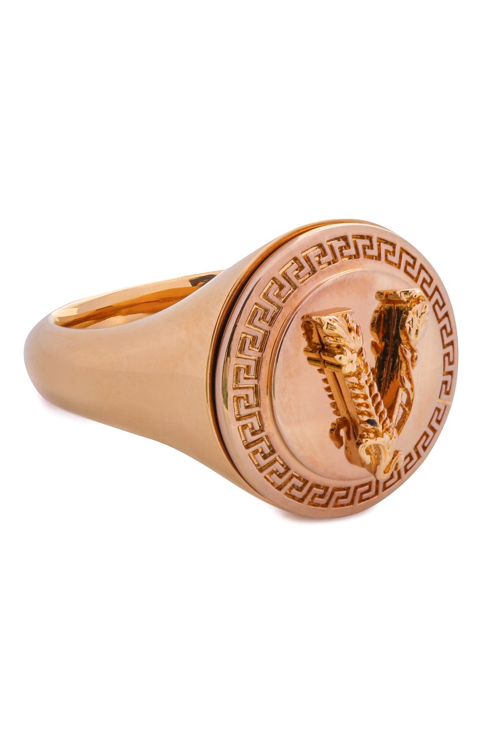 Мужское кольцо VERSACE золотого цвета, арт. 1001434/1A00620 | Фото 1 (Материал: Металл)