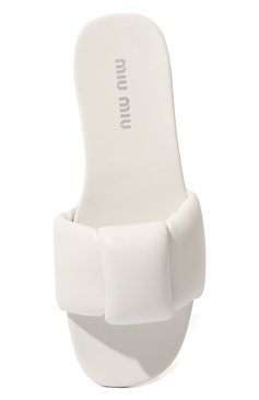 Женские кожаные шлепанцы MIU MIU белого цвета, арт. 5XX546-LYB-F0009-005 | Фото 6 (Подошва: Плоская)