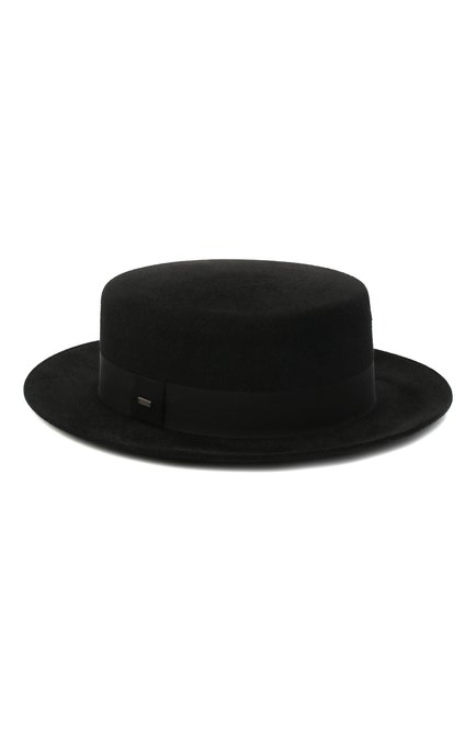 Женская фетровая шляпа SAINT LAURENT черного цвета, арт. 640492/3YG07 | Фото 1 (Материал: Шерсть, Текстиль)