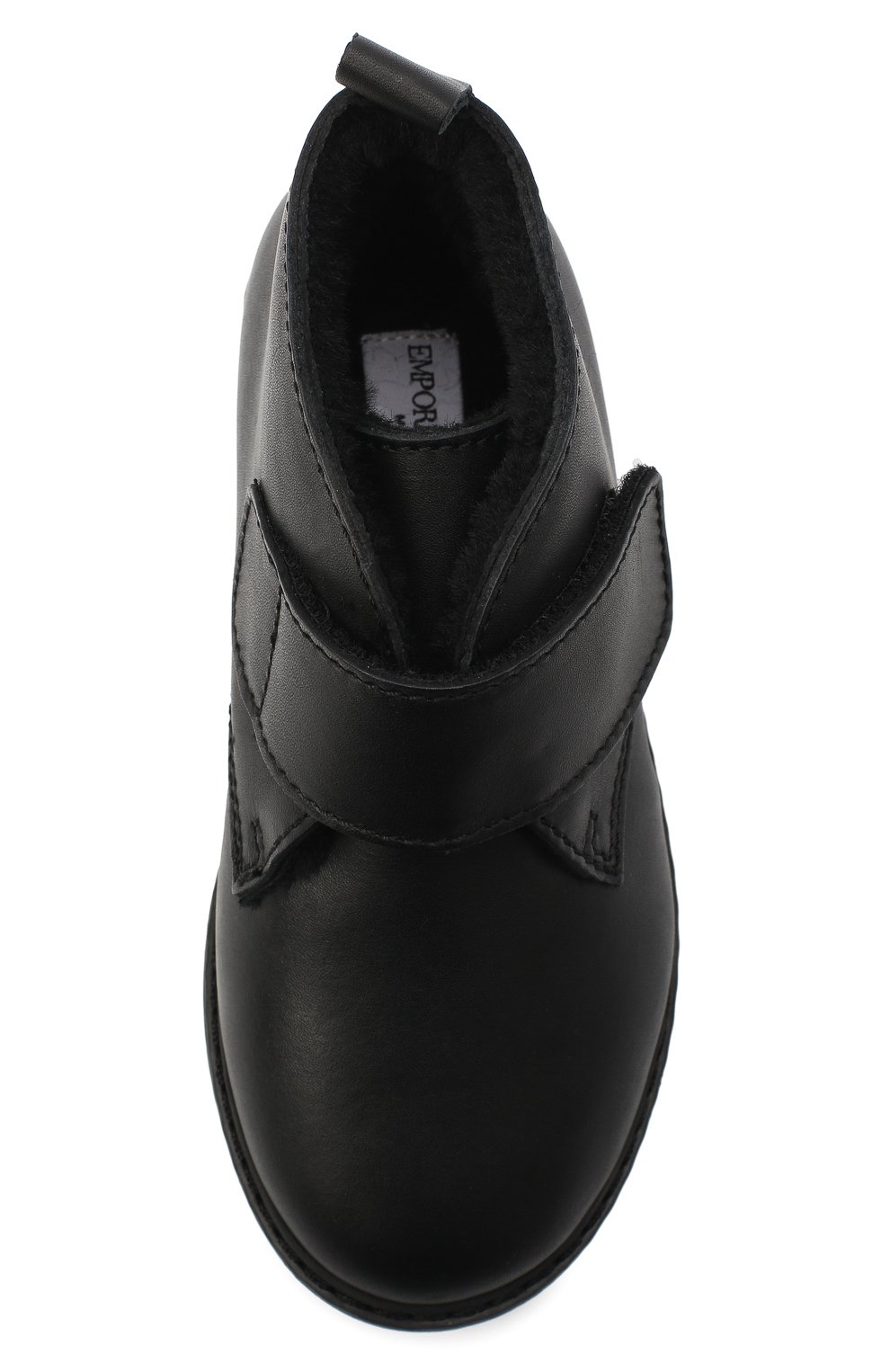 Детские кожаные ботинки EMPORIO ARMANI черного цвета, арт. XMN005/X0R08 | Фото 4 (Материал утеплителя: Натуральный мех; Региональные ограничения белый список (Axapta Mercury): RU)