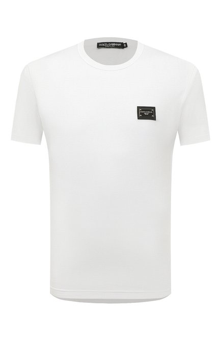 Мужская хлопковая футболка DOLCE & GABBANA белого цвета, арт. G8PT1T/G7F2I | Фото 1 (Длина (для топов): Стандартные; Рукава: Короткие; Материал внешний: Хлопок; Принт: Без принта; Стили: Кэжуэл)