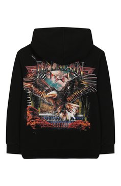 Детский хлопковая толстовка BALMAIN черного цвета, арт. 6M4570/MX120/4-10 | Фото 2 (Рукава: Длинные; Мальчики Кросс-КТ: Толстовка-одежда; Материал внешний: Хлопок; Ростовка одежда: 10 - 11 лет | 140 - 146см, 6 лет | 116 см)