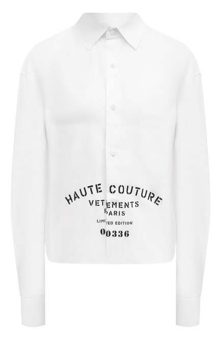 Женская хлопковая рубашка VETEMENTS белого цвета по цене 99700 руб., арт. UE64SH130W | Фото 1