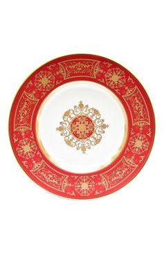 Сервировочная тарелка aux rois rouge BERNARDAUD красного цвета, арт. G653/6189 | Фото 1 (Интерьер_коллекция: Aux Rois Rouge; Ограничения доставки: fragile-2)