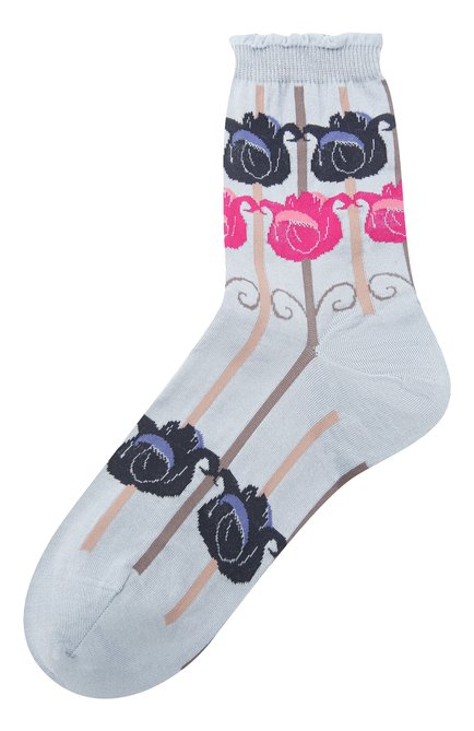 Женские хлопковые носки ANTIPAST синего цвета, арт. AM-517A | Фото 1 (Материал внешний: Синтетический материал, Хлопок)
