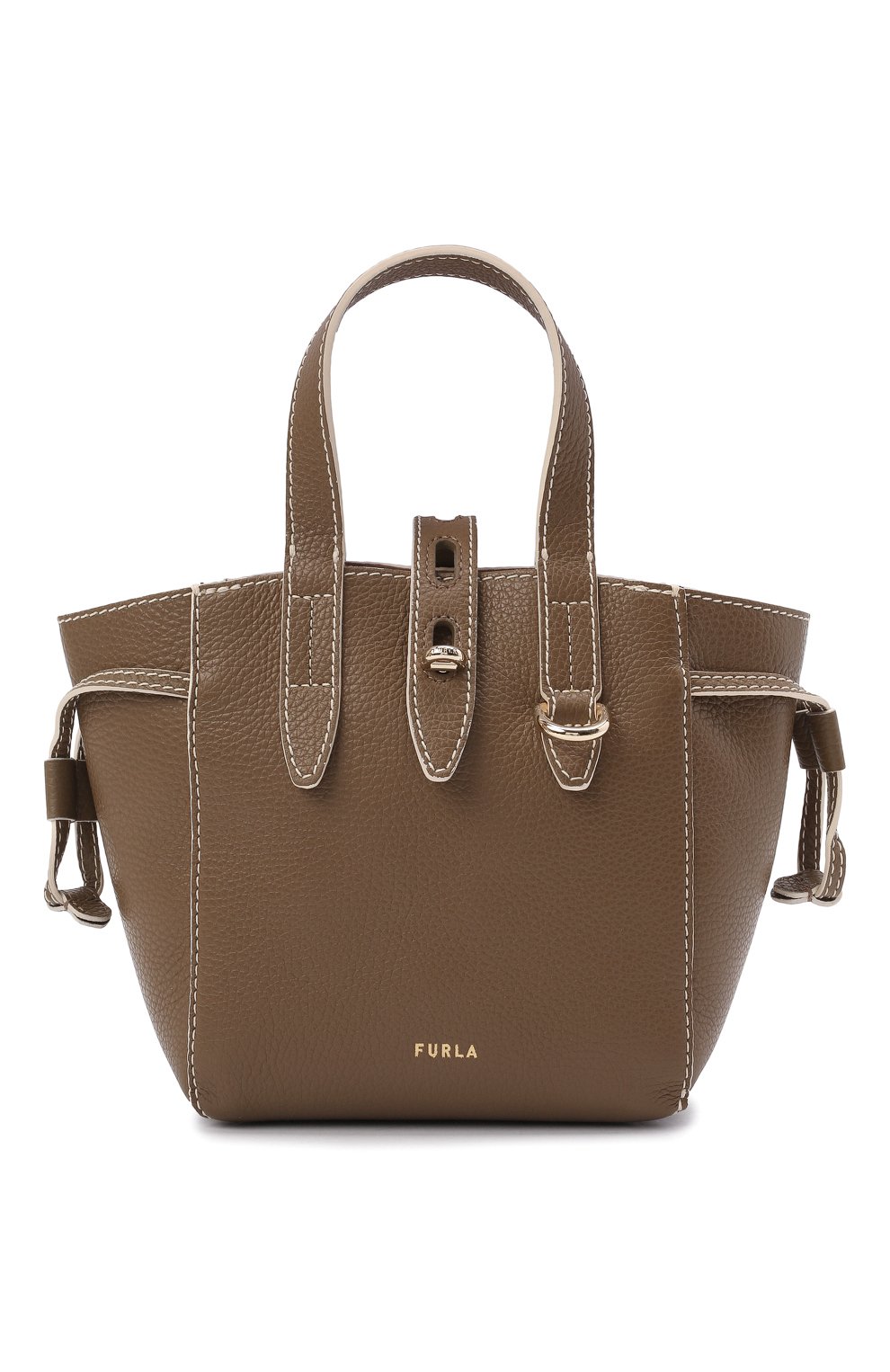 Женский сумка-тоут furla net mini FURLA коричневого цвета, арт. BASRFUA | Фото 1 (Сумки-технические: Сумки-шопперы; Материал: Натуральная кожа; Размер: mini; Ремень/цепочка: На ремешке)