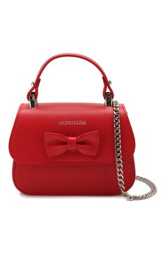 Детская кожаная сумка MONNALISA красного цвета, арт. 175BAS | Фото 4 (Материал: Натуральная кожа)