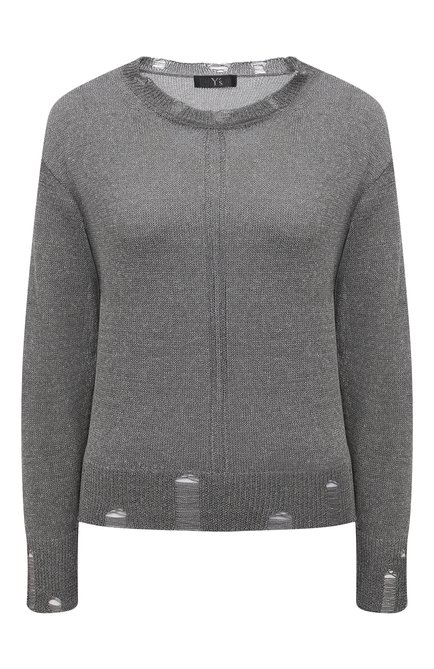 Женский пуловер из хлопка и льна Y`S серого цвета по цене 56700 руб., арт. YQ-K72-049 | Фото 1