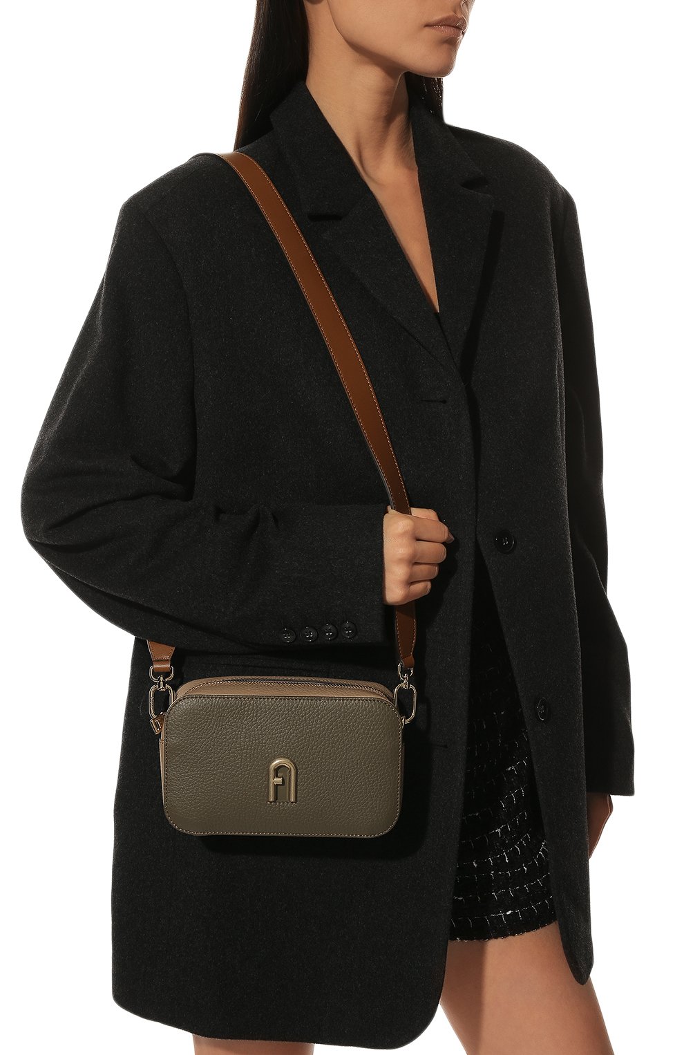 Женская сумка furla primula FURLA хаки цвета, арт. WB00667/BX1195 | Фото 2 (Сумки-технические: Сумки через плечо; Материал: Натуральная кожа; Размер: mini; Ремень/цепочка: На ремешке)