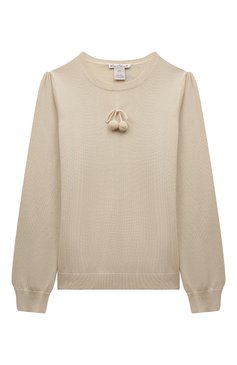 Детский хлопковый пуловер OSCAR ET VALENTINE бежевого цвета, арт. SWE01 | Фото 1 (Девочки Кросс-КТ: Пуловер-одежда; Рукава: Длинные; Материал внешний: Хлопок)