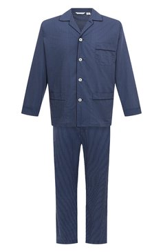 Мужская хлопковая пижама ROBERTO RICETTI синего цвета, арт. PIGIAMA VENEZIA LUNG0/R0CK 2317HW217740001 | Фото 1 (Рукава: Длинные; Длина (брюки, джинсы): Стандартные; Кросс-КТ: домашняя одежда; Длина (для топов): Стандартные; Материал внешний: Хлопок)