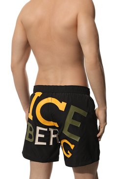 Мужские плавки-шорты ICEBERG черного цвета, арт. ICE3MBM08 | Фото 3 (Материал внешний: Синтетический материал; Принт: С принтом; Мужское Кросс-КТ: плавки-шорты)