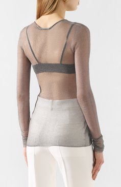 Женская лонгслив из вискозы GIORGIO ARMANI серебряного цвета, арт. 3HAM29/AM56Z | Фото 4 (Рукава: Длинные; Принт: Без принта; Длина (для топов): Стандартные; Материал внешний: Вискоза; Женское Кросс-КТ: Лонгслив-одежда)