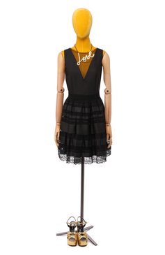 Женское платье LANVIN черного цвета, арт. RW-DR2052-2562-P15 | Фото 1 (Материал внешний: Синтетический материал)