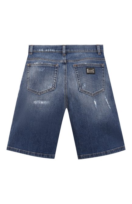 Детские джинсовые шорты DOLCE & GABBANA голубого цвета, арт. L42Q93/LDA02/8-14 | Фото 2 (Материал внешний: Хлопок; Кросс-КТ: Деним; Региональные ограничения белый список (Axapta Mercury): RU)