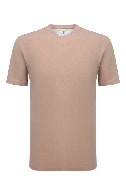 Мужская хлопковая футболка  BRUNELLO CUCINELLI бежевого цвета по цене 33050 руб., арт. M0T611344 | Фото 1