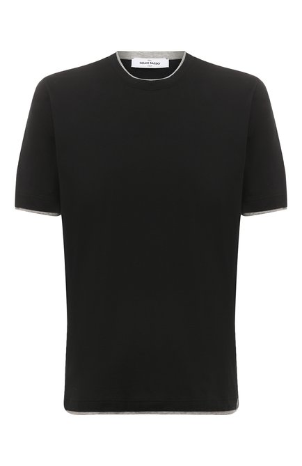 Мужская хлопковая футболка GRAN SASSO черного цвета, арт. 60123/73710 | Фото 1 (Материал внешний: Хлопок; Длина (для топов): Стандартные; Принт: Без принта; Стили: Кэжуэл; Рукава: Короткие)