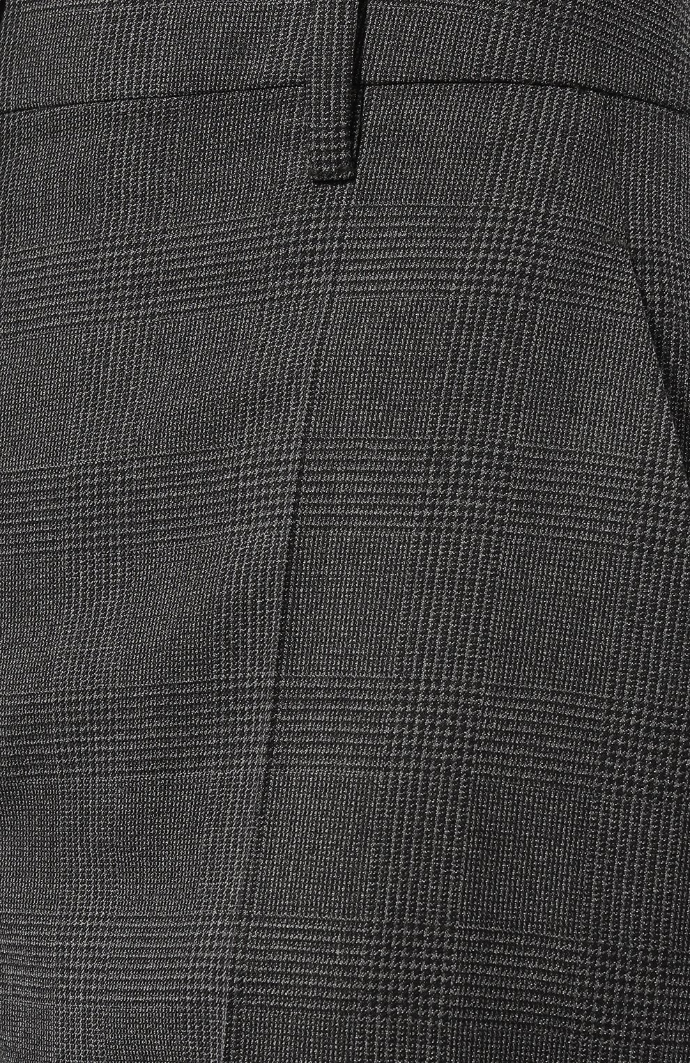 Женские брюки из шерсти и шелка PRADA серого цвета, арт. P288D-1UWJ-F0031-202 | Фото 5 (Материал внешний: Шерсть; Длина (брюки, джинсы): Стандартные; Женское Кросс-КТ: Брюки-одежда; Материал сплава: Проставлено; Силуэт Ж (брюки и джинсы): Расклешенные; Драгоценные камни: Проставлено; Стили: Кэжуэл)