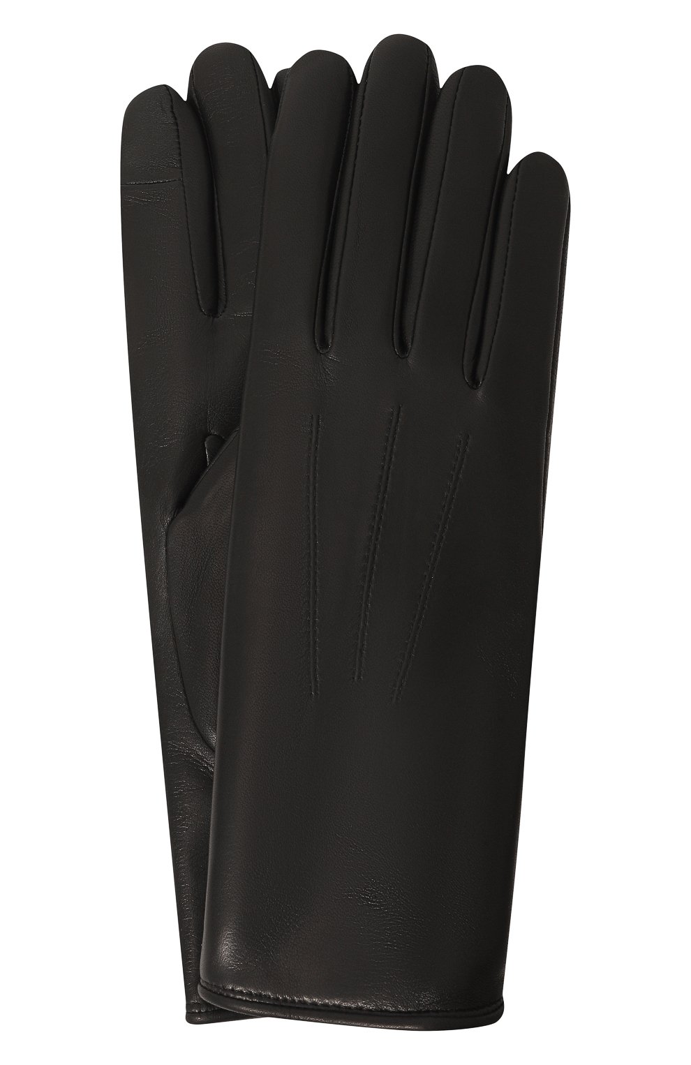 Женские кожаные перчатки с меховой подкладкой AGNELLE черного цвета, арт. BETTY | Фото 1 (Материал: Натуральная кожа; Материал сплава: Проставлено; Нос: Не проставлено)
