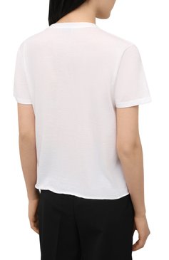 Женская хлопковая футболка SAINT LAURENT белого цвета, арт. 614271/YBRR2 | Фото 4 (Рукава: Короткие; Длина (для топов): Стандартные; Принт: С принтом; Материал внешний: Хлопок; Стили: Спорт-шик; Женское Кросс-КТ: Футболка-одежда)
