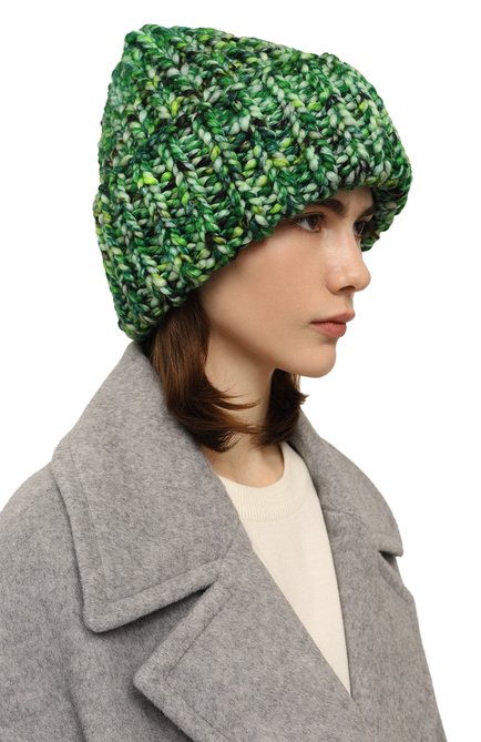 Женская шапка A.T.T. зеленого цвета, арт. 2360 | Фото 2 (Материал сплава: Проставлено; Нос: Не проставлено; Материал: Синтетический материал, Текстиль)