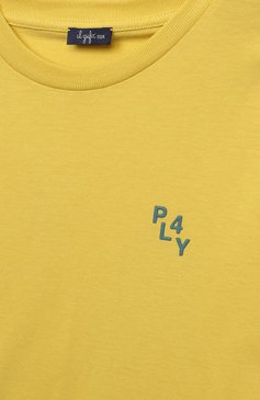 Детская хлопковая футболка IL GUFO желтого цвета, арт. P22TS327M0014/5A-8A | Фото 3 (Рукава: Короткие; Материал сплава: Проставлено; Материал внешний: Хлопок; Мальчики Кросс-КТ: Футболка-одежда; Драгоценные камни: Проставлено)