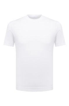Мужская хлопковая футболка FEDELI белого цвета, арт. 6UEF0103 | Фото 1 (Принт: Без принта; Рукава: Короткие; Длина (для топов): Стандартные; Материал сплава: Проставлено; Материал внешний: Хлопок; Драгоценные камни: Проставлено; Стили: Кэжуэл)