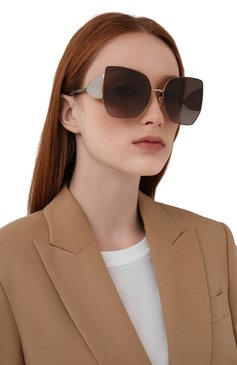 Женские солнцезащитные очки JIMMY CHOO темно-коричневого цвета, арт. RIVER 763 | Фото 2 (Тип очков: С/з; Оптика Гендер: оптика-женское; Очки форма: Бабочка)