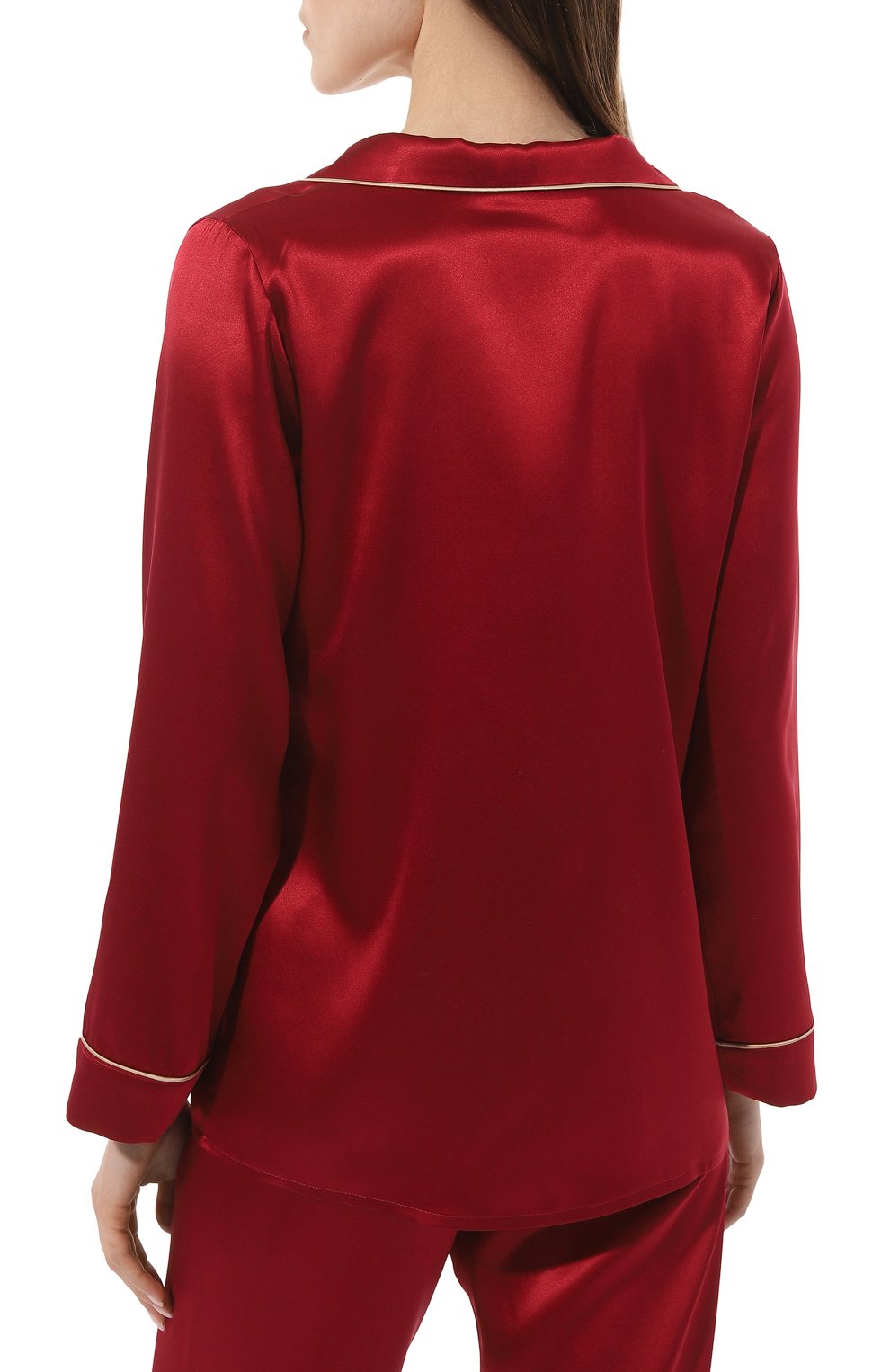Женская шелковая пижама PRIMROSE бордового цвета, арт. 1W.502RB.S015 | Фото 4 (Материал внешний: Шелк; Материал сплава: Проставлено; Нос: Не проставлено)