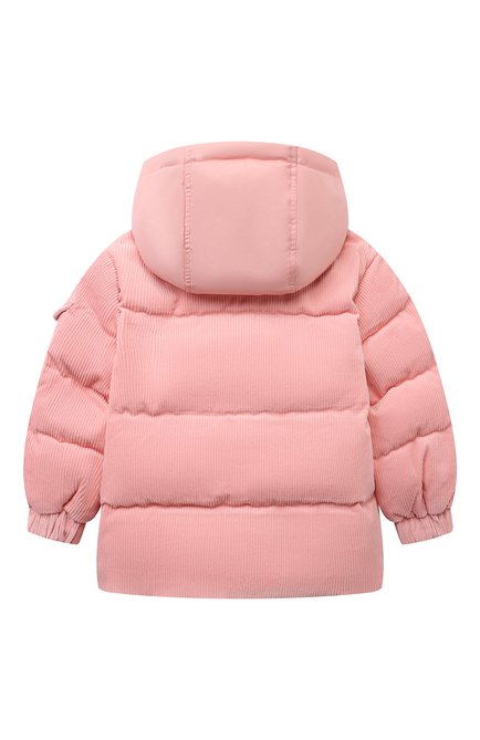 Детская утепленная куртка MOSCHINO светло-розового цвета, арт. HUS044/LWA04/10A-14A | Фото 2 (Драгоценные камни: Проставлено; Рукава: Длинные; Материал внешний: Хлопок; Материал сплава: Проставлено; Материал подклада: Вискоза)