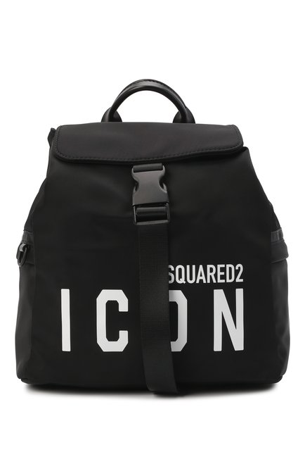 Женский рюкзак d2 icon DSQUARED2 черного цвета, арт. BPW0021 11703199 | Фото 1 (Размер: medium; Материал: Текстиль; Стили: Кэжуэл)