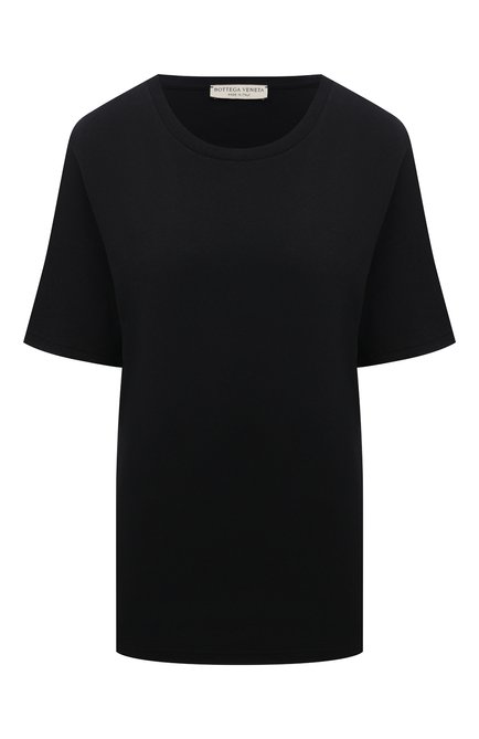 Женская хлопковая футболка BOTTEGA VENETA черного цвета по цене 31650 руб., арт. 607793/VA8E0 | Фото 1
