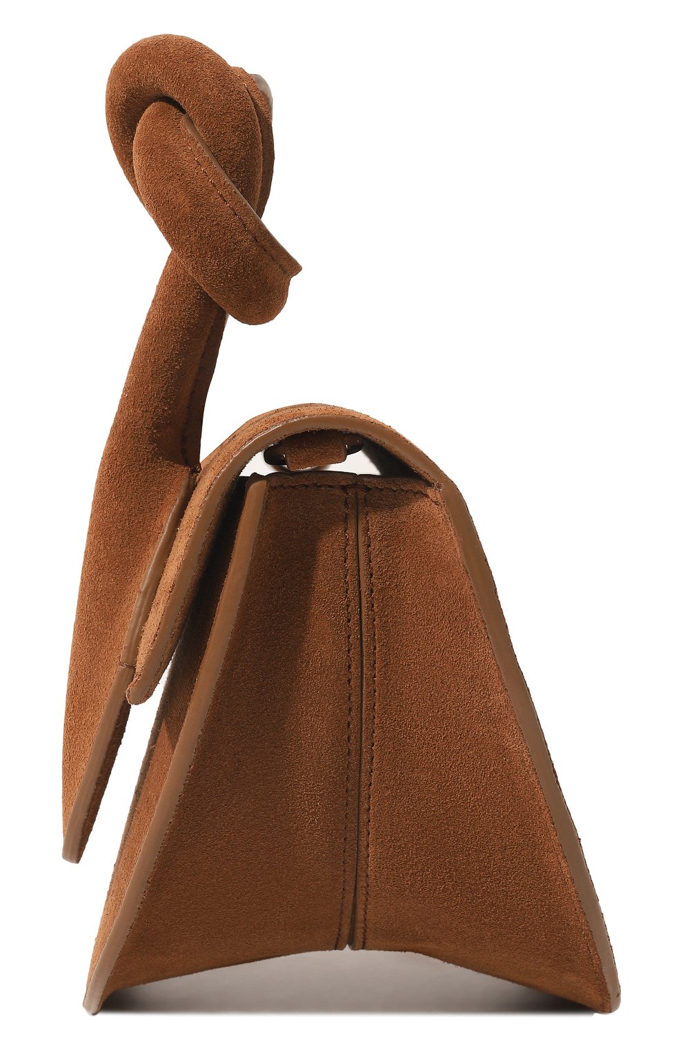 Женская сумка pretzel YUZEFI коричневого цвета, арт. YUZRS23-HB-PRZ-47 | Фото 4 (Сумки-технические: Сумки top-handle; Материал: Натуральная кожа; Ремень/цепочка: На ремешке; Размер: small)