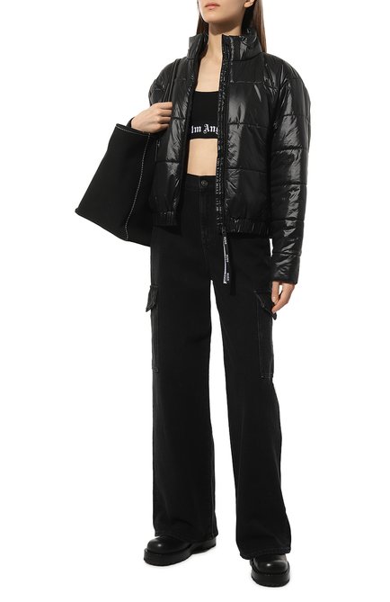 Женская утепленная куртка HUGO черно го цвета, арт. 50504213 | Фото 2 (Материал сплава: Проставлено; Рукава: Длинные; Драгоценные камни: Проставлено; Длина (верхняя одежда): Короткие; Материал внешний: Синтетический материал; Материал подклада: Синтетический материал; Кросс-КТ: Куртка, Утепленный; Стили: Гранж)
