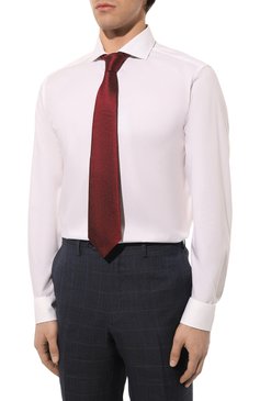 Мужская хлопковая сорочка CORNELIANI белого цвета, арт. 91P002-3111278 | Фото 3 (Манжеты: На пуговицах; Рукава: Длинные; Воротник: Акула; Длина (для топов): Стандартные; Рубашки М: Slim Fit; Материал сплава: Проставлено; Материал внешний: Хлопок; Случай: Формальный; Принт: Однотонные; Драгоценные камни: Проставлено)