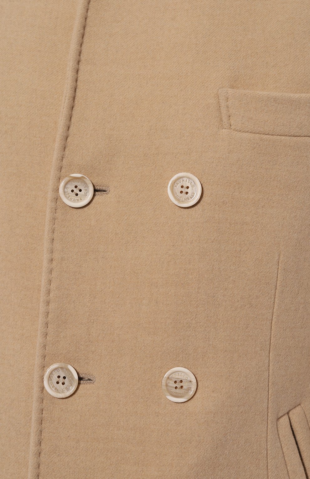 Мужской шерстяное пальто BRUNELLO CUCINELLI светло-бежевог о цвета, арт. MQ4217003 | Фото 5 (Материал внешний: Шерсть; Рукава: Длинные; Материал сплава: Проставлено; Драгоценные камни: Проставлено; Длина (верхняя одежда): Короткие; Мужское Кросс-КТ: пальто-верхняя одежда; Материал подклада: Купро; Стили: Кэжуэл)