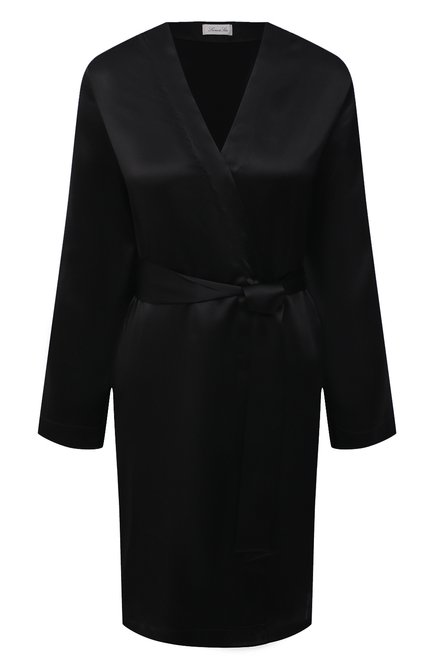 Женский шелковый халат LUNA DI SETA черного цвета, арт. VLST08009 | Фото 1 (Материал внешний: Шелк)