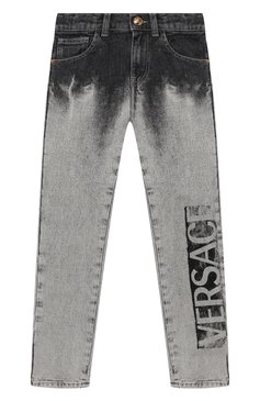 Детские джинсы VERSACE серого цвета, арт. YD000245/A236335/4A-6A | Фото 1 (Материал внешний: Хлопок)
