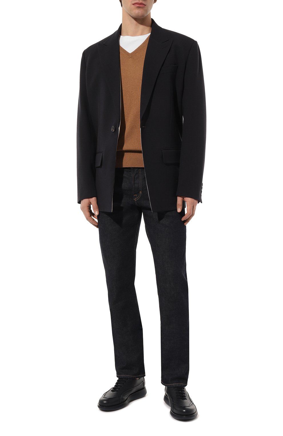 Мужские кожаные кроссовки GIORGIO ARMANI темно-синего цвета, арт. X2C526/XF224 | Фото 2 (Подошва: Платформа, Массивная; Материал внутренний: Натуральная кожа; Материал сплава: Проставлено, Проверено; Стили: Классический; Материал утеплителя: Без утеплителя; Статус проверки: Проверено, Проверена категория; Драгоценные камни: Проставлено)