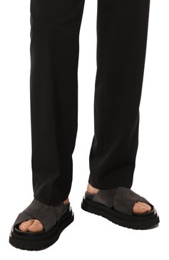 Мужские замшевые шлепанцы MATTIA CAPEZZANI темно-серого цвета, арт. M2272/CR0STA | Фото 3 (Материал внутренний: Натуральная кожа)