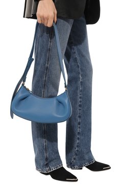 Женская сумка dimple moon small ELLEME голубого цвета, арт. DIMPLE M00N SMALL/LEATHER | Фото 2 (Сумки-технические: Сумки top-handle; Материал: Натуральная кожа; Размер: small)