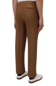 Мужские брюки из шерсти и вискозы TOM FORD коричневого цвета, арт. 244R24/610043 | Фото 4 (Материал вн ешний: Шерсть, Вискоза; Длина (брюки, джинсы): Стандартные; Случай: Повседневный; Стили: Кэжуэл)
